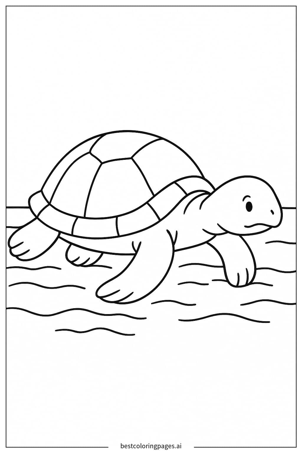 Sea Turtle Walking on the Beach Coloring Page