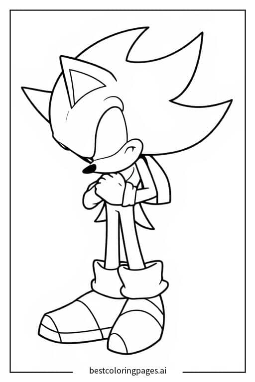 Shadow schaut nachdenklich nach unten aus 'Shadow the Hedgehog'. Ausmalbilder