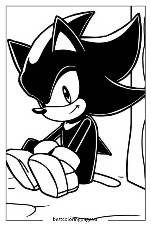Shadow sitzt auf dem Boden und lehnt sich gegen eine Wand aus 'Shadow the Hedgehog'. Ausmalbilder