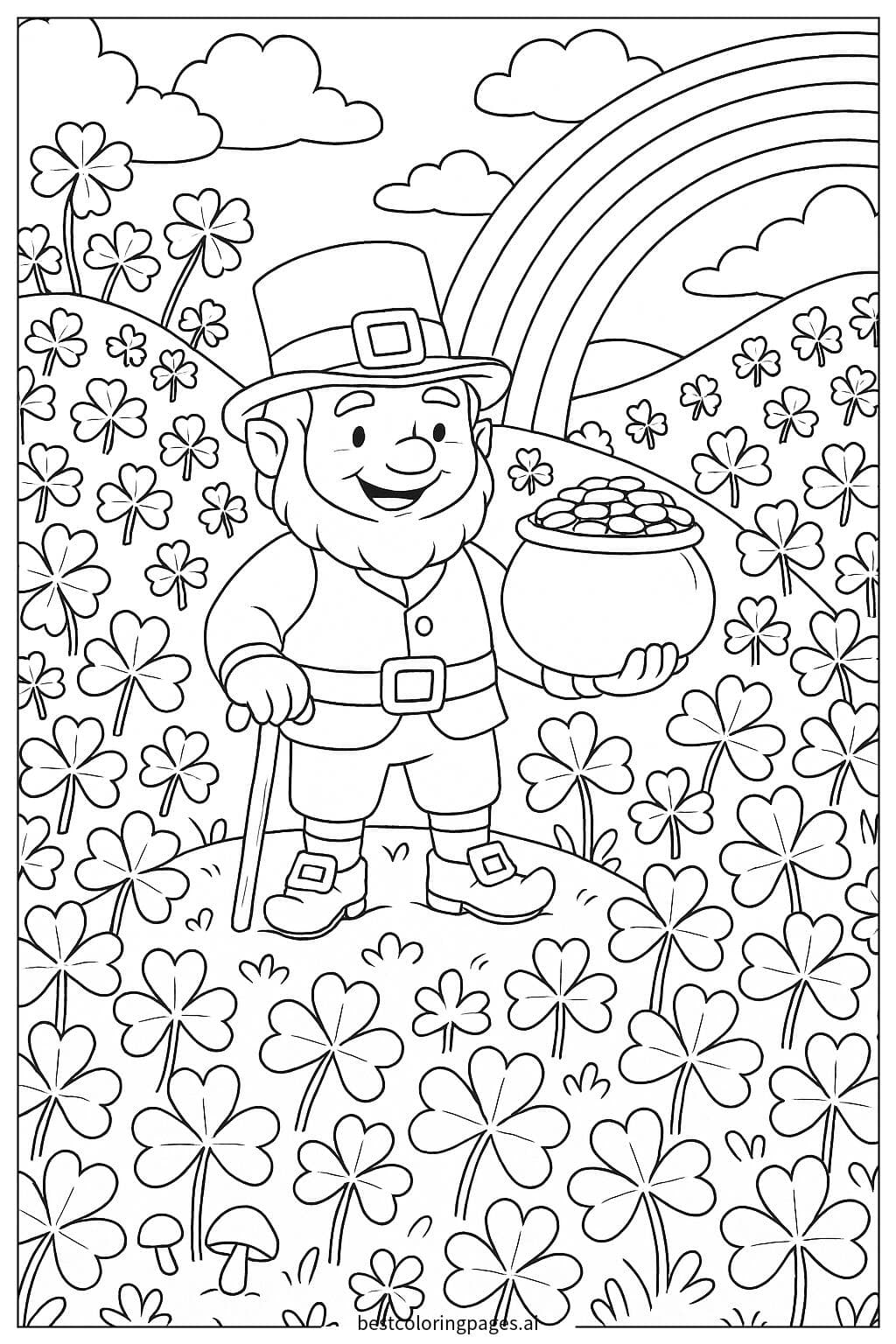 Leprechaun in a Shamrock Field
