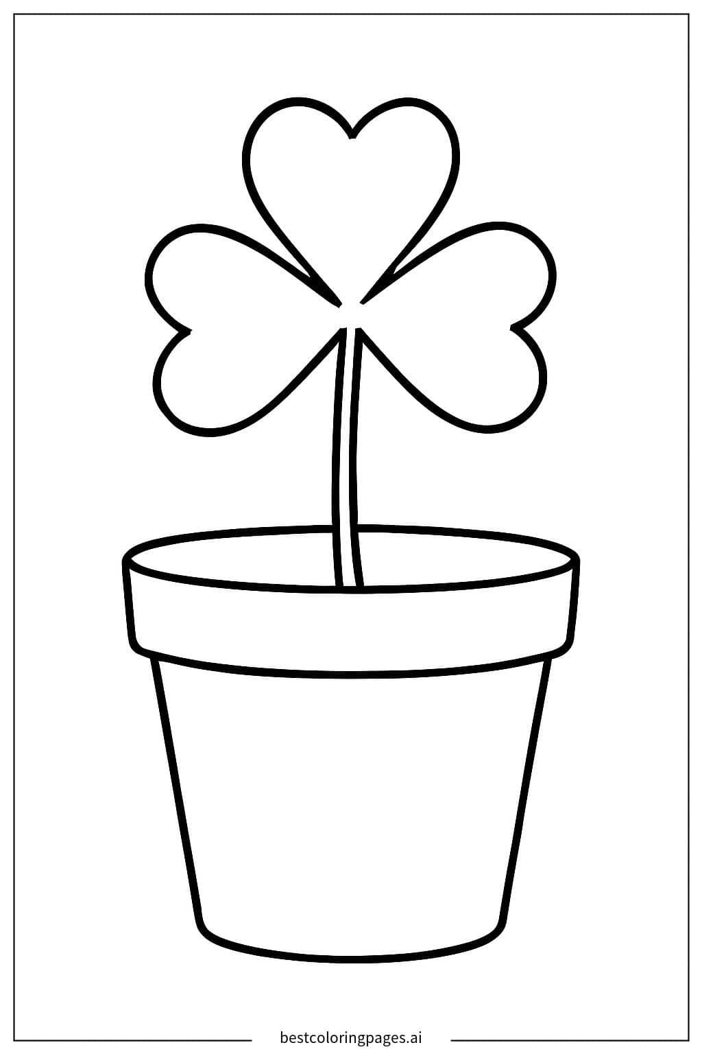 Shamrock in a Flower Pot Coloring Page