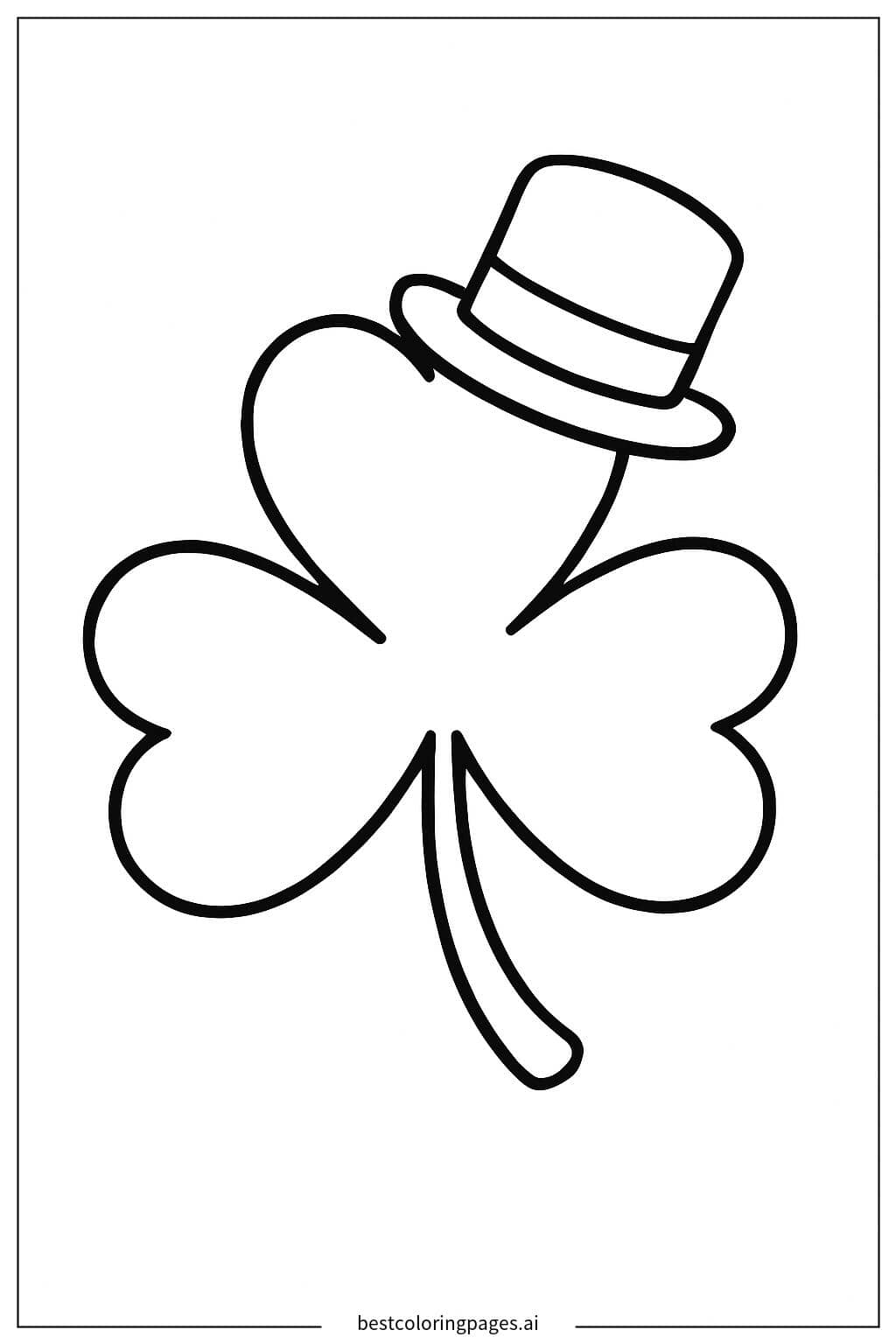 Shamrock with a Tiny Hat Coloring Page