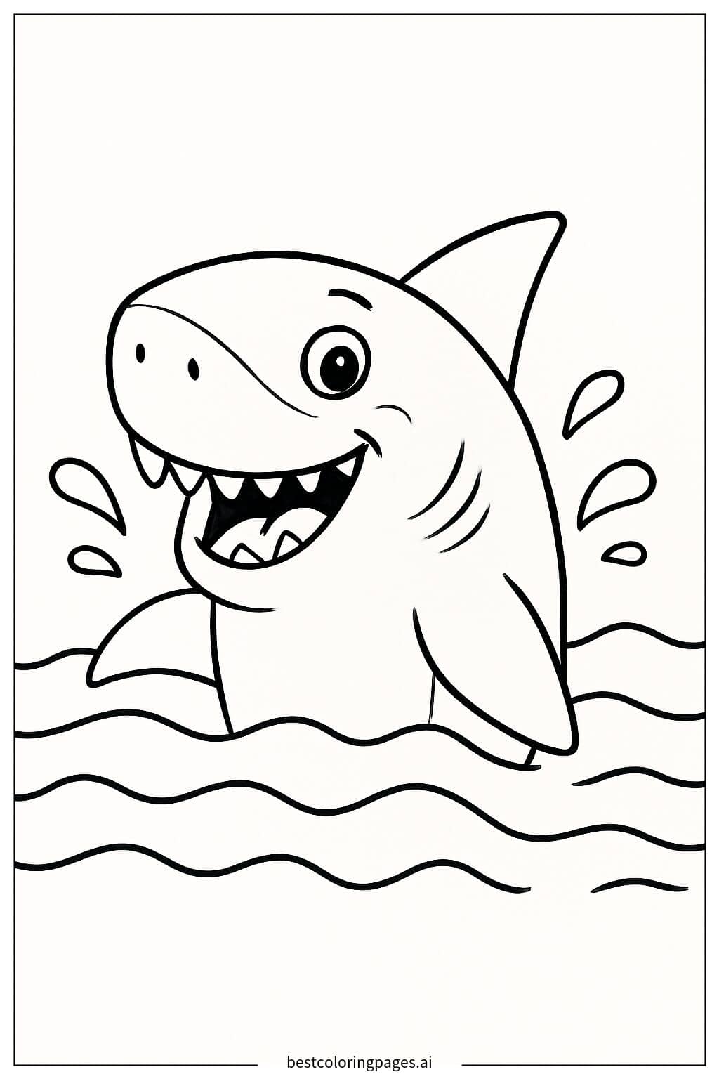 Shark Jumping Out of the Water Coloring Page