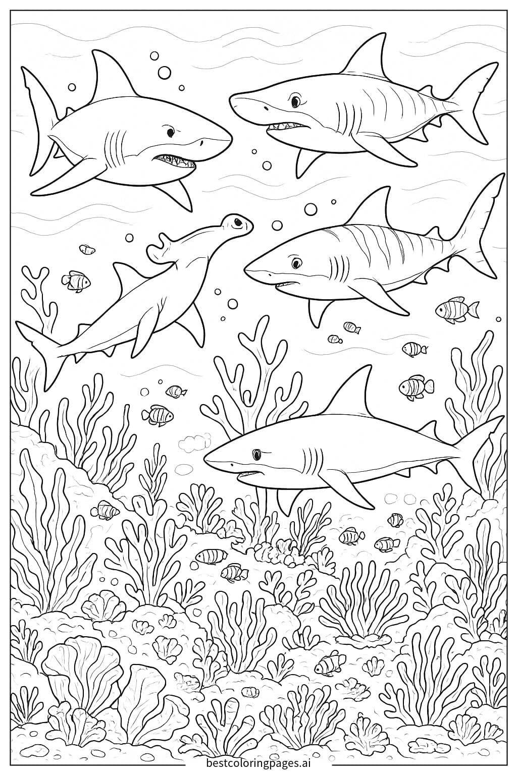 Sharks Gliding Through a Vibrant Coral Reef