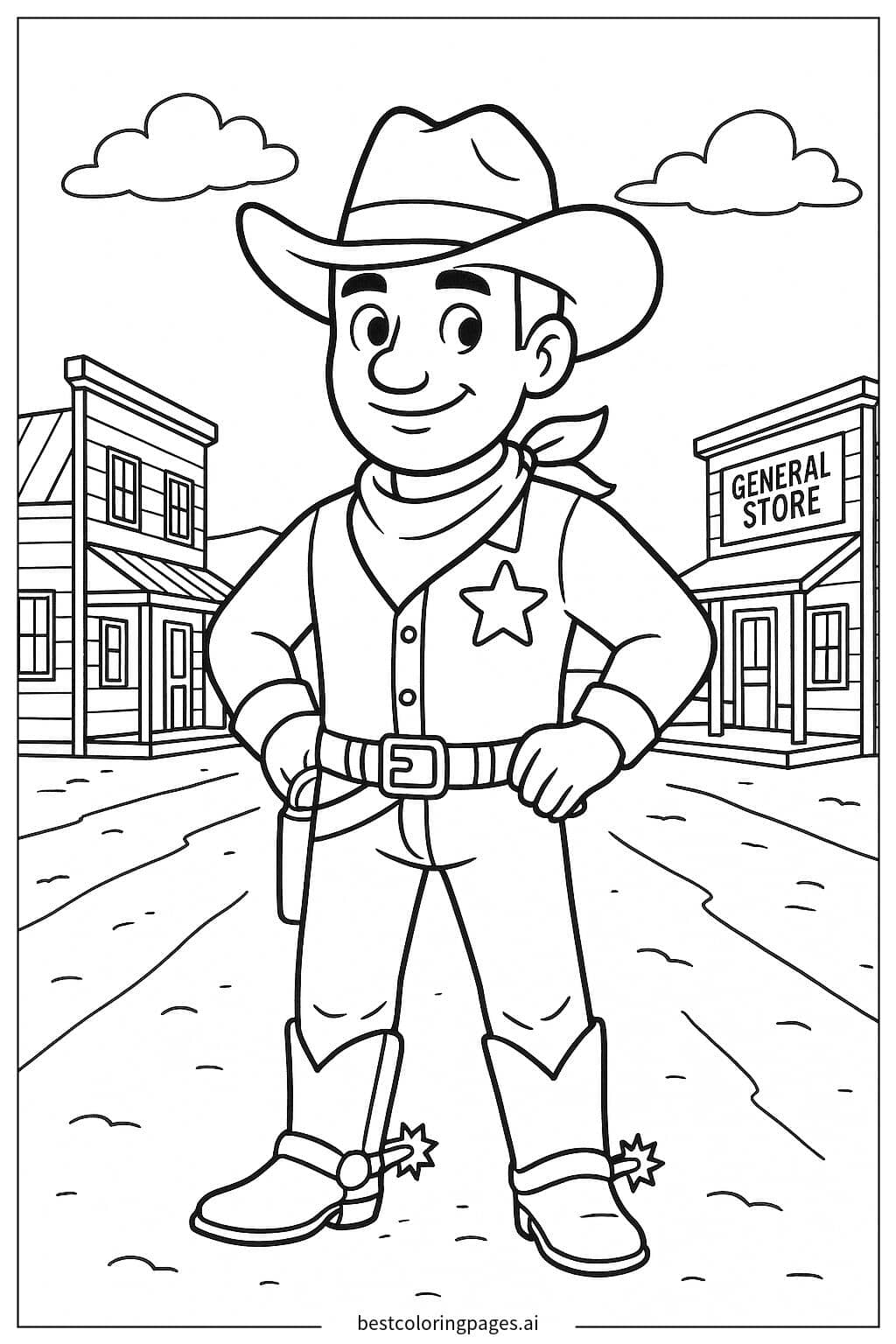 Sheriff in Town Coloring Page