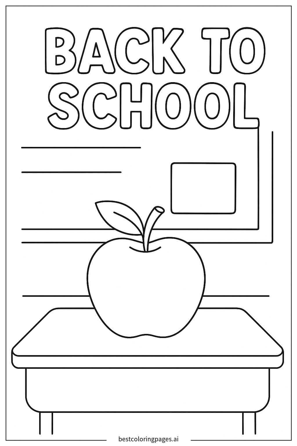 Apple on a Desk - Back to School Coloring Page