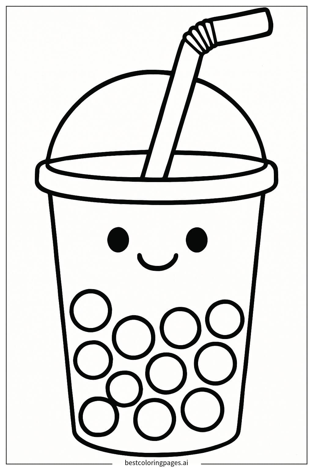Dibujos de Vaso sencillo de té boba con perlas para Colorear