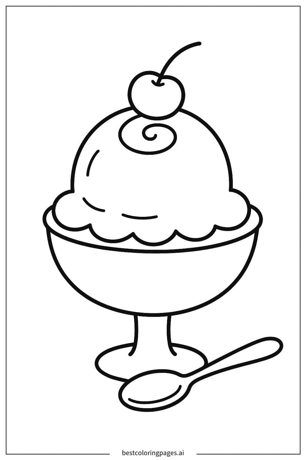 Delicious Ice Cream Sundae in a Dish Coloring Page
