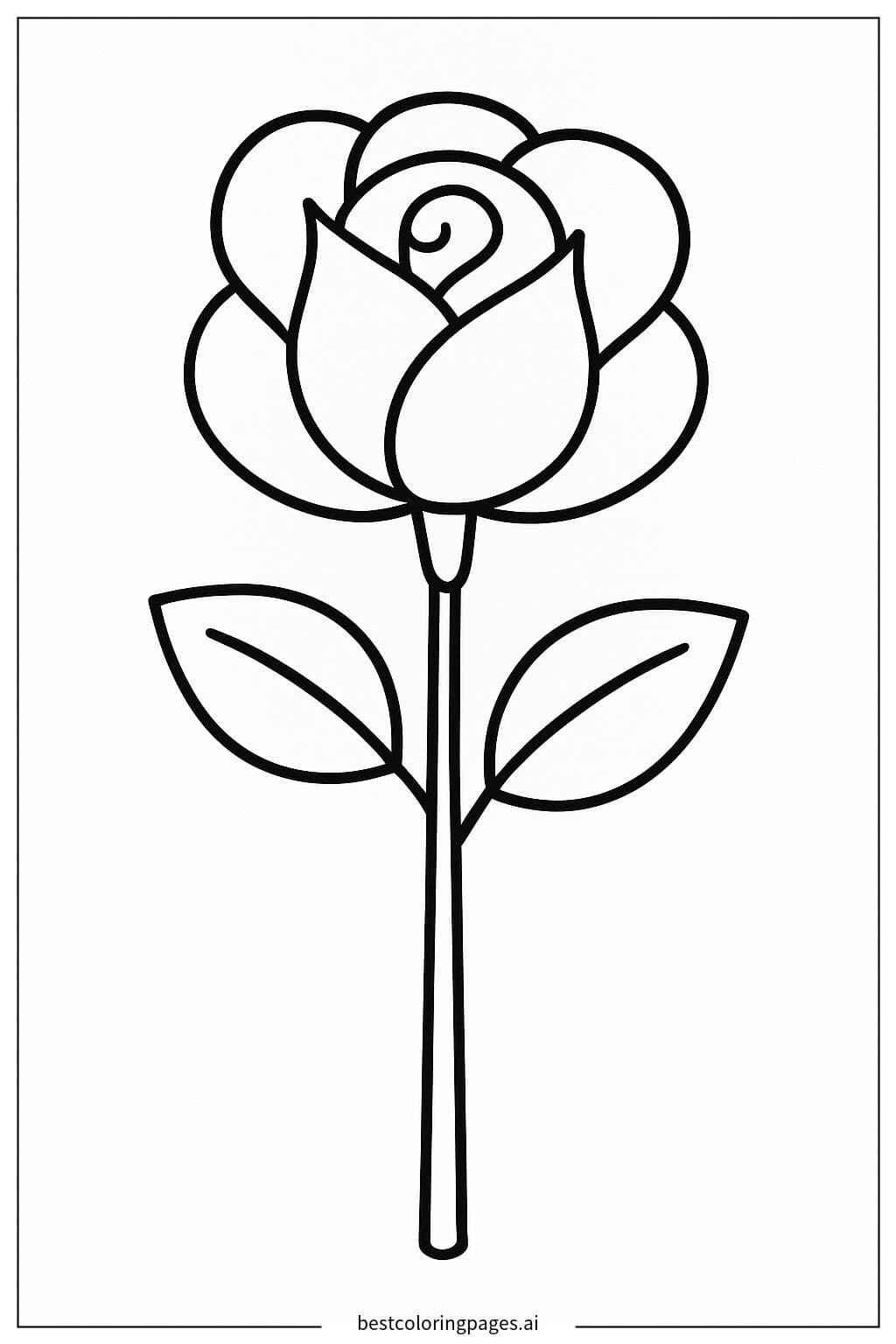 Simple Rose with Leaves
