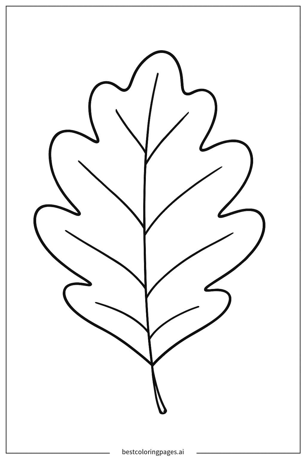 Simple Autumn Leaf with Veins Coloring Page
