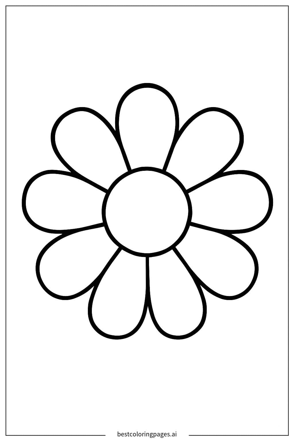 Single Flower with Bold Outlines