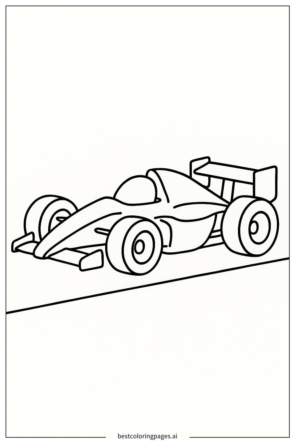 Race Car on a Straight Track Coloring Page