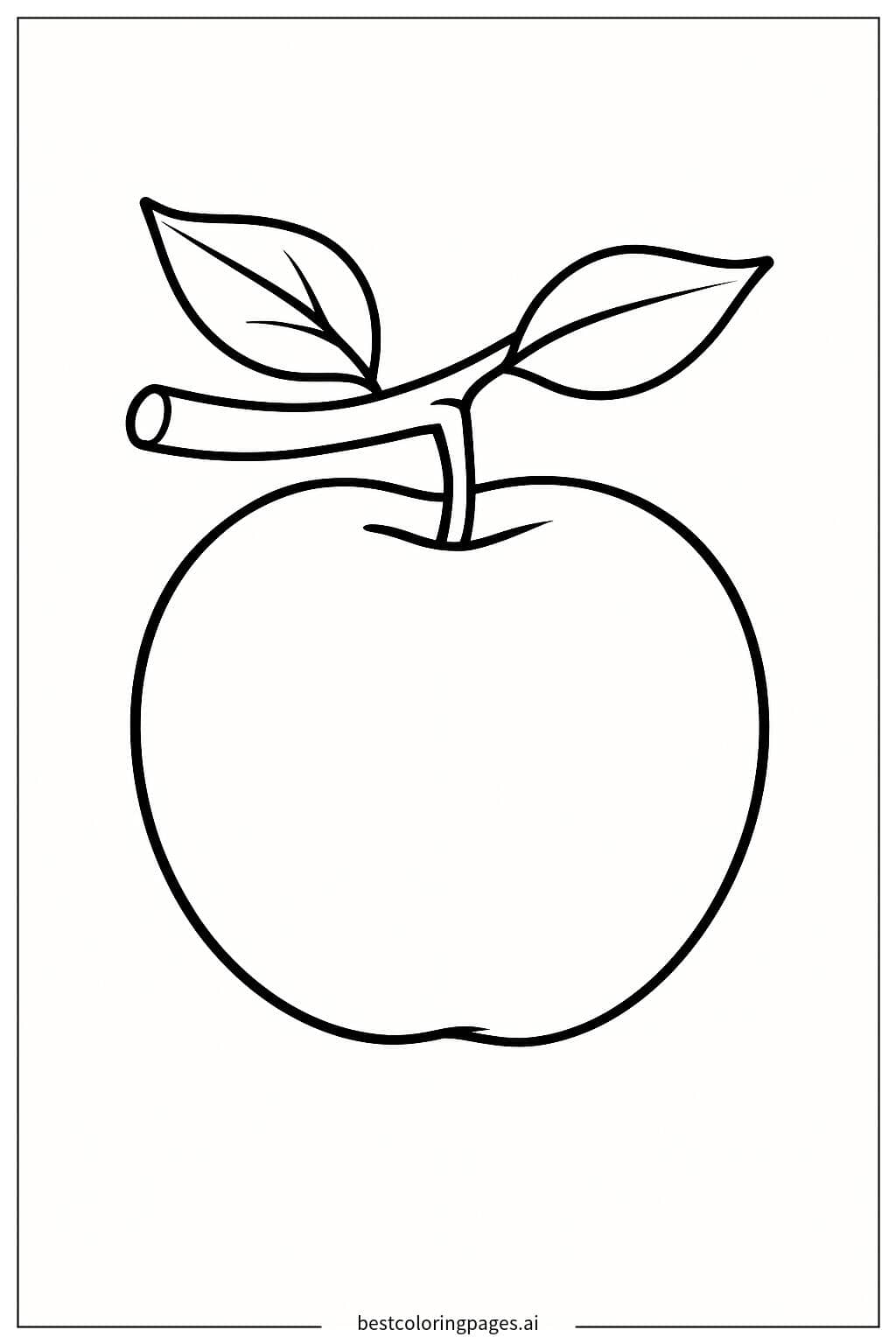 Single Red Apple on a Branch Coloring Page