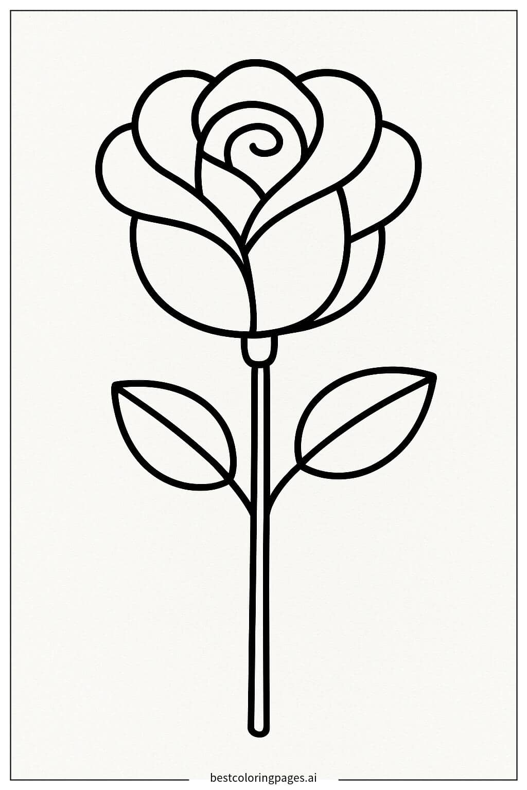 단순한 줄기와 함께 있는 장미 색칠공부