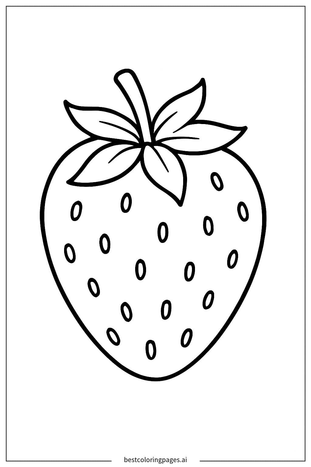 Single Strawberry with Leaves