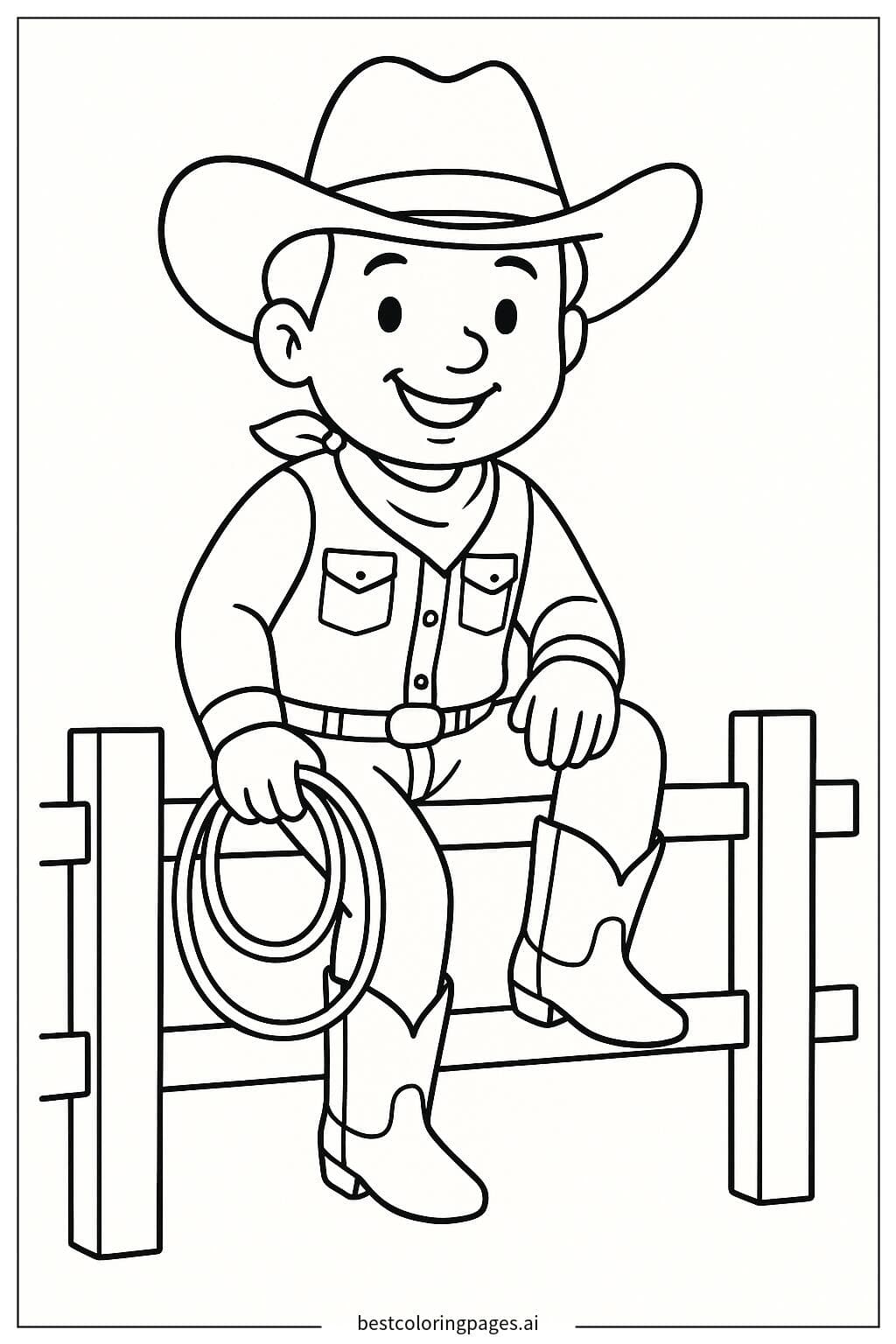 Cowboy Sitting on a Fence