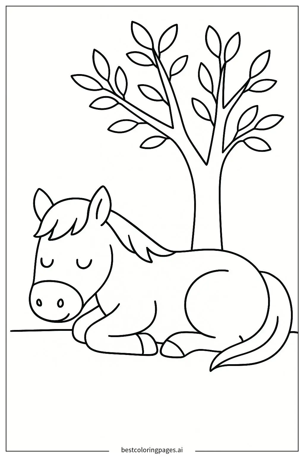 Sleeping Horse Under a Tree