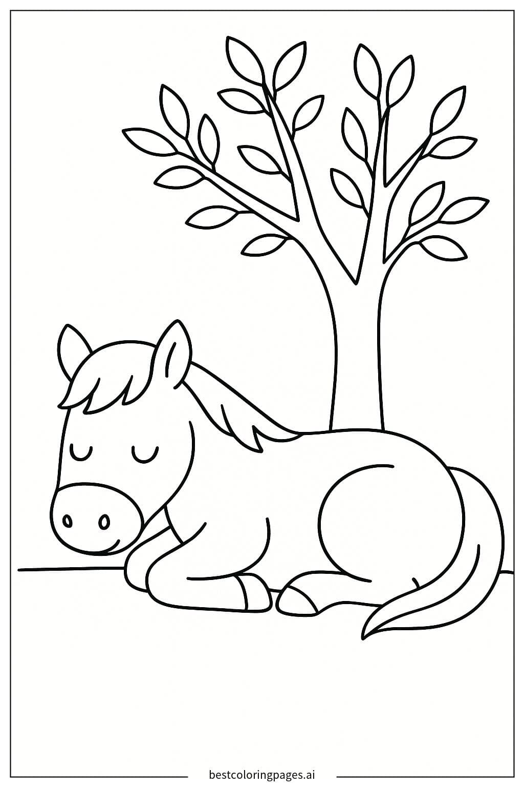 Sleeping Horse Under a Tree