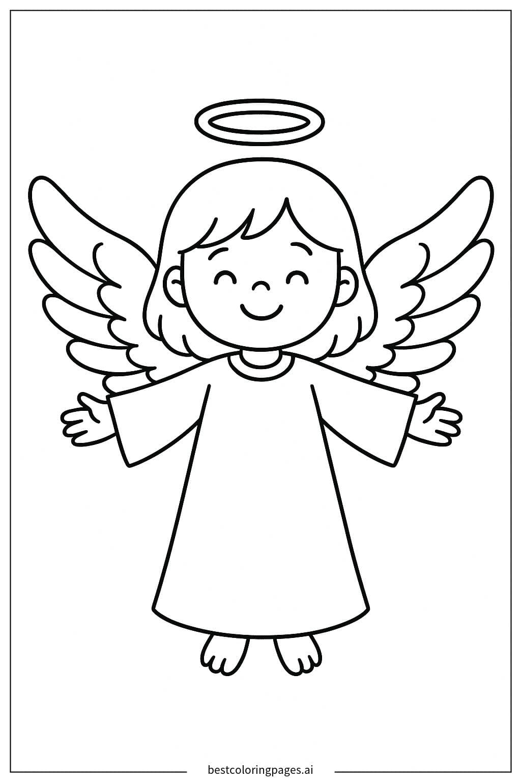 Anjo sorridente de braços abertos