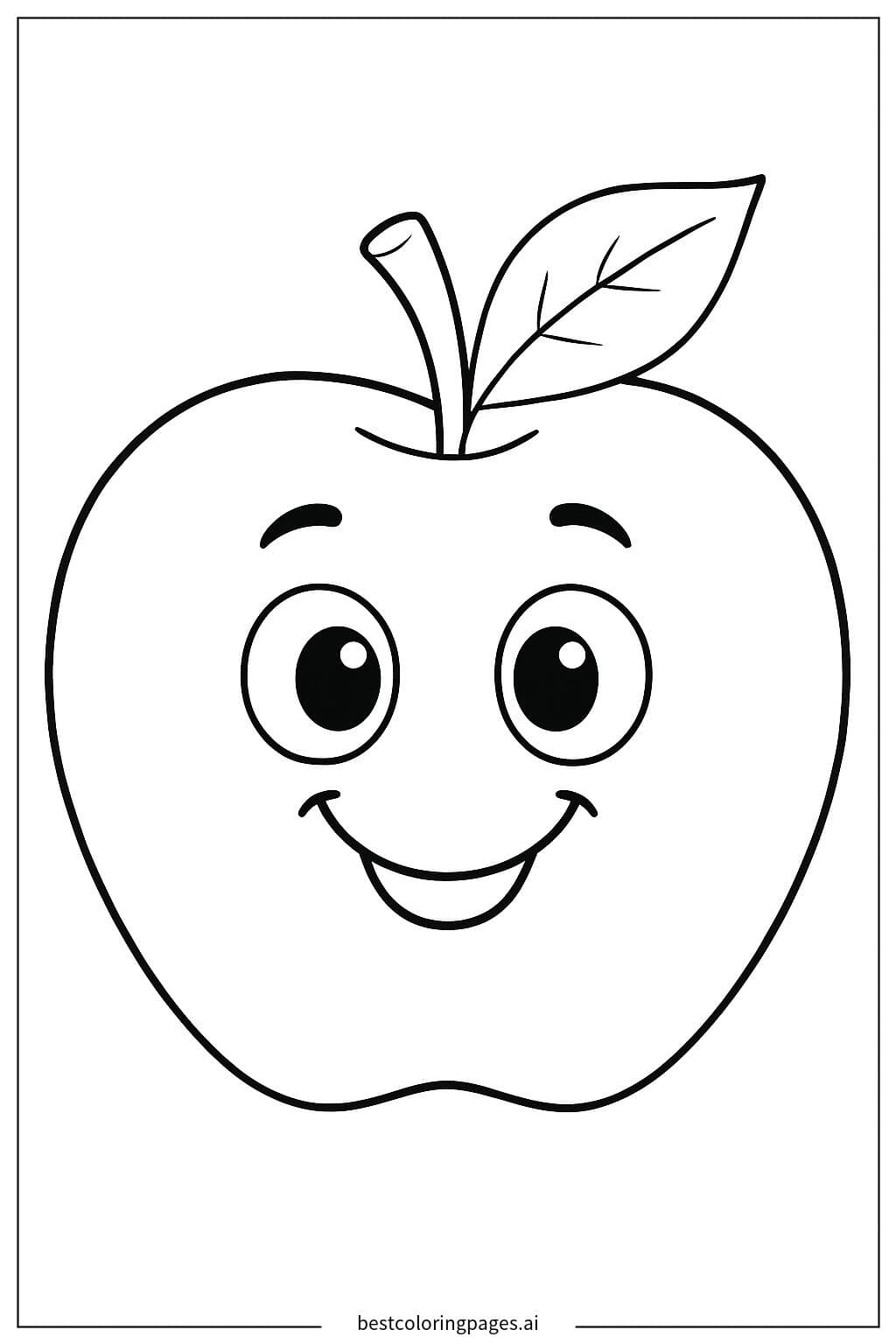Smiling Apple with Cartoon Face