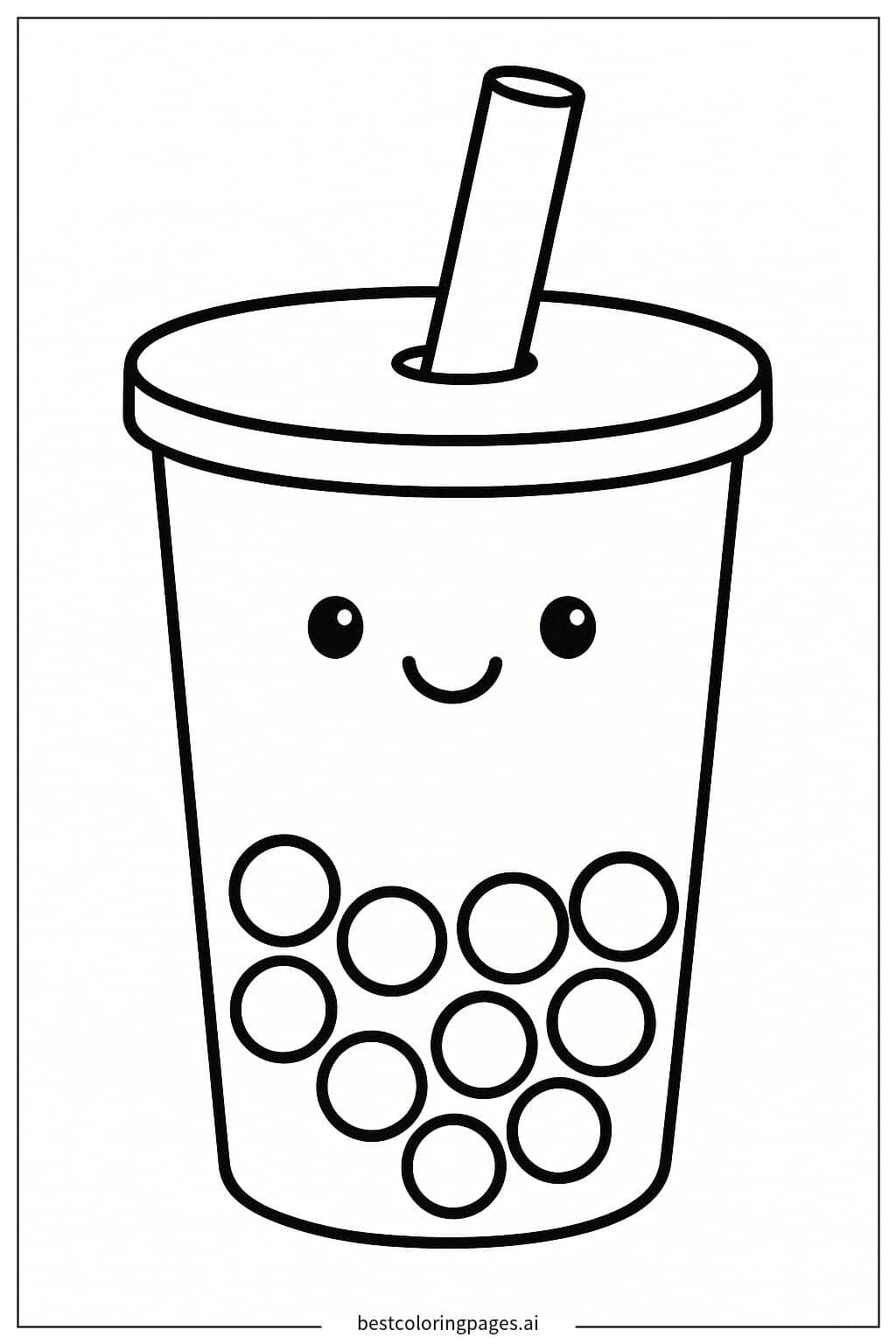 Dibujos de Taza de boba sonriente para Colorear