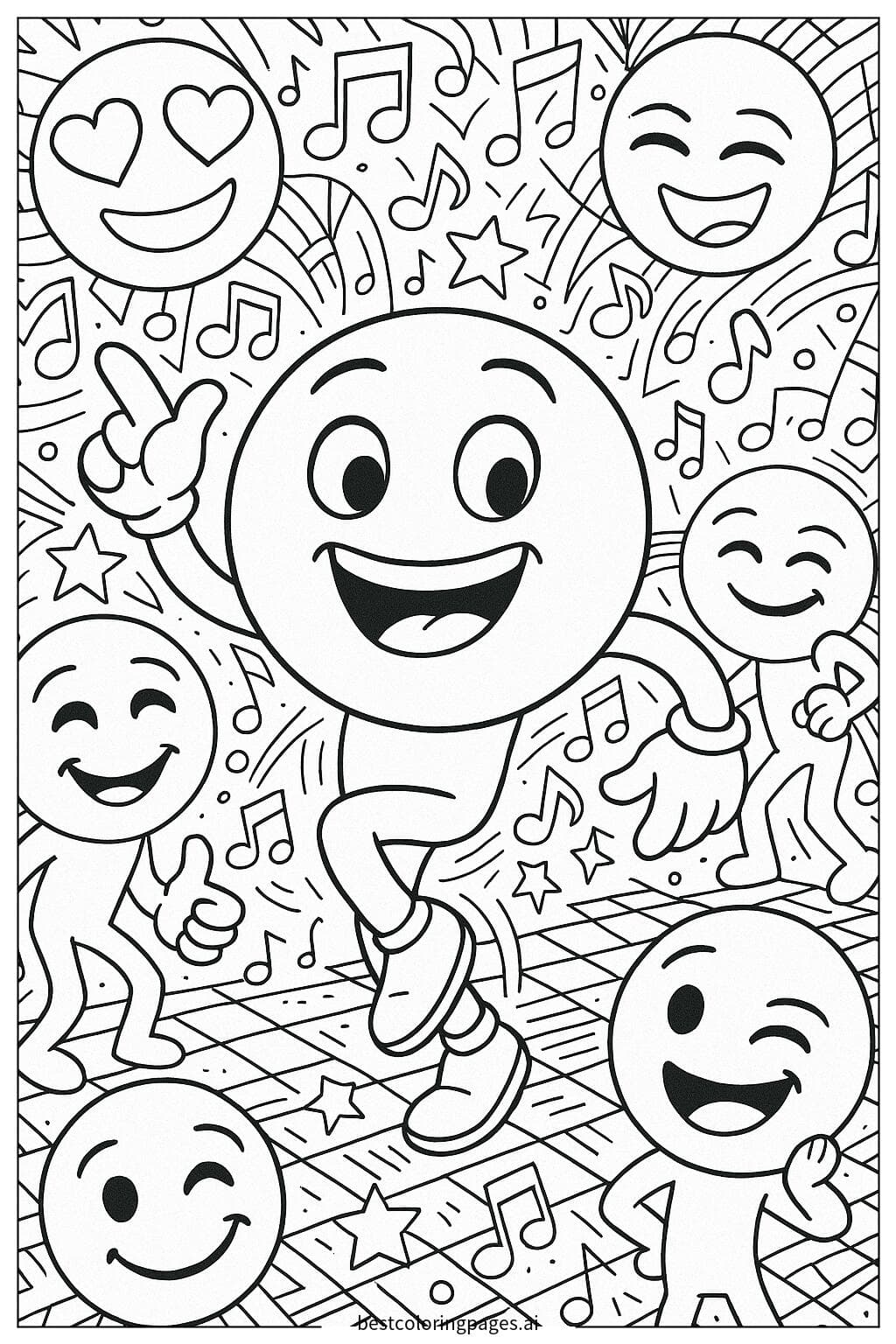 Dancing Smiling Emoji with Fun Friends