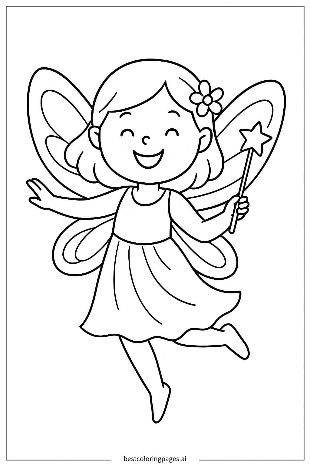 Joyful Fairy with Sparkling Wings Coloring Page