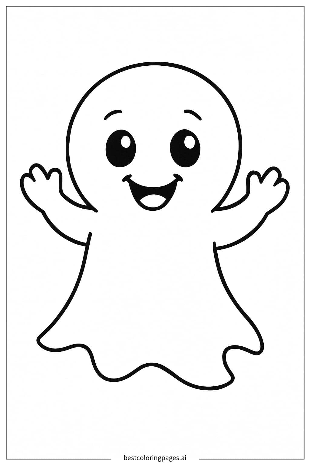 Smiling Friendly Ghost Coloring Page