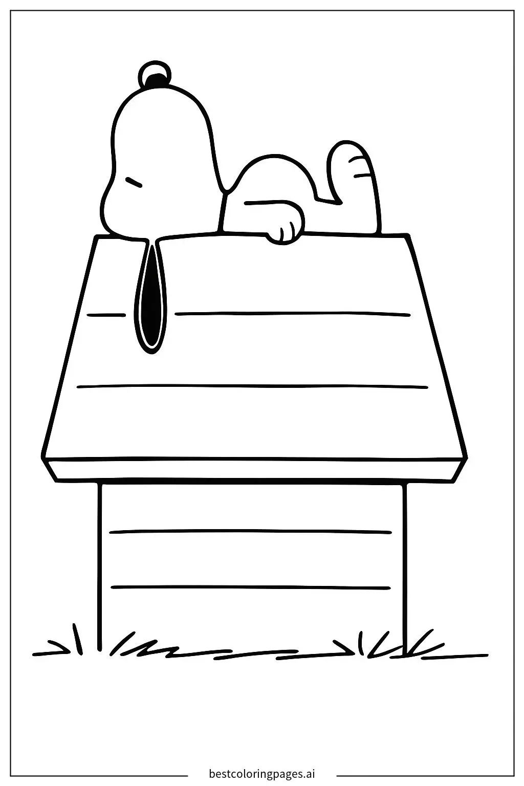 Snoopy sdraiato sulla sua cuccia