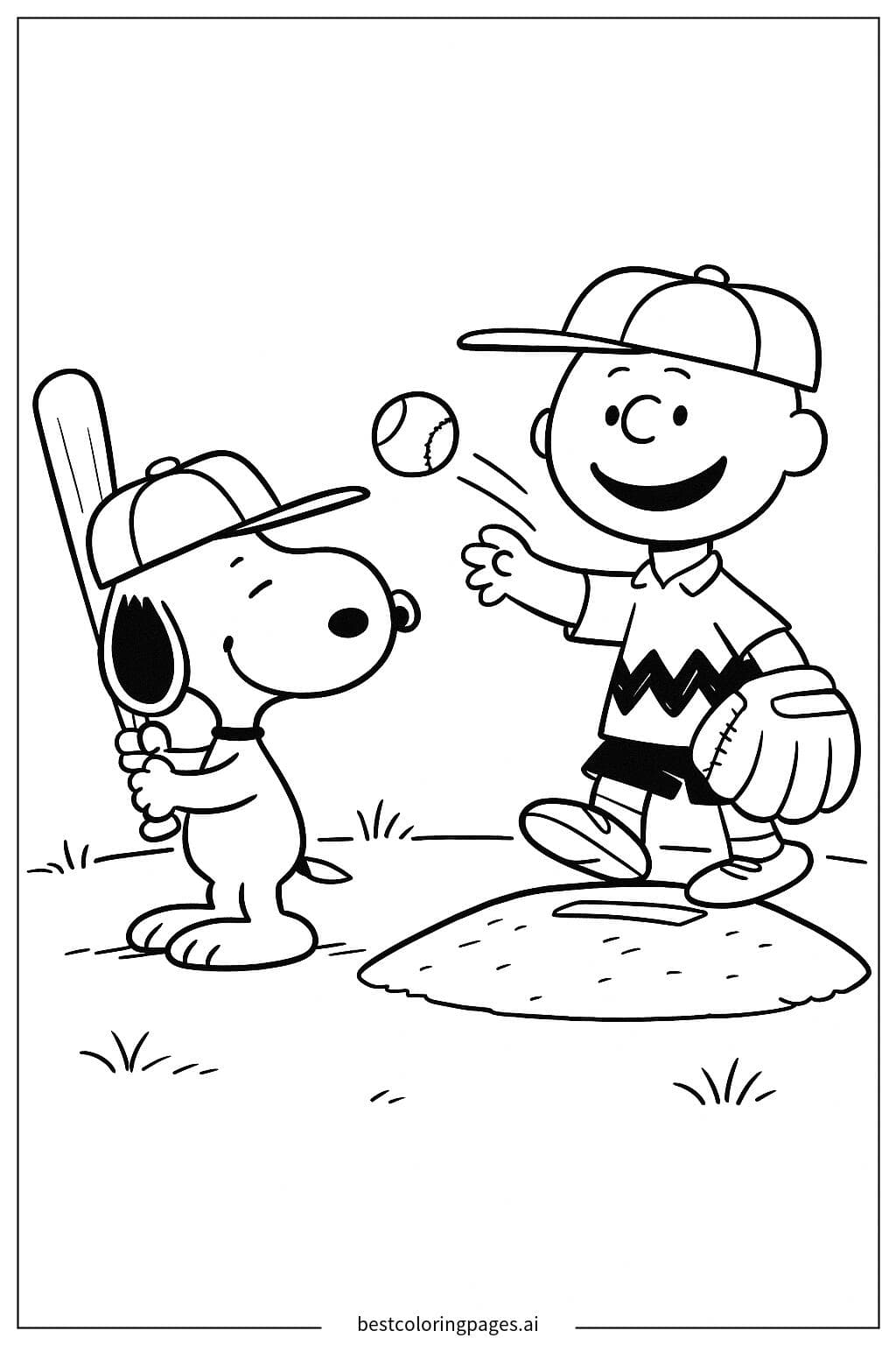Snoopy gioca a baseball con Charlie Brown