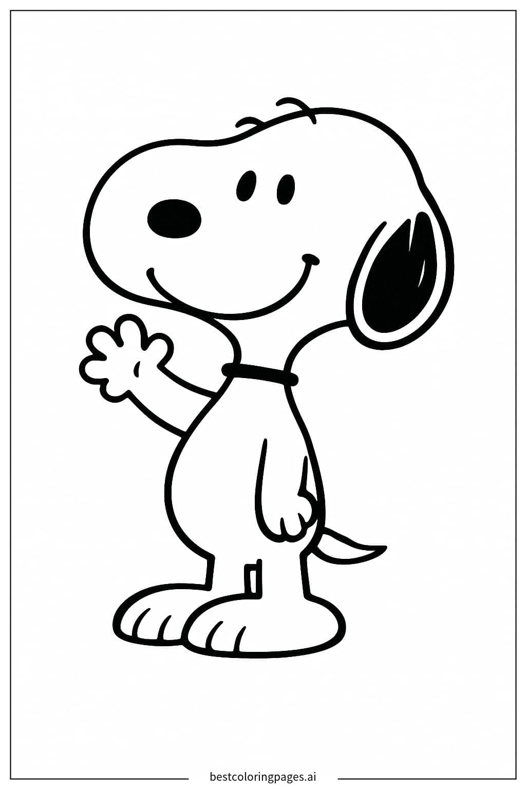 Disegni di Snoopy saluta felicemente da Colorare