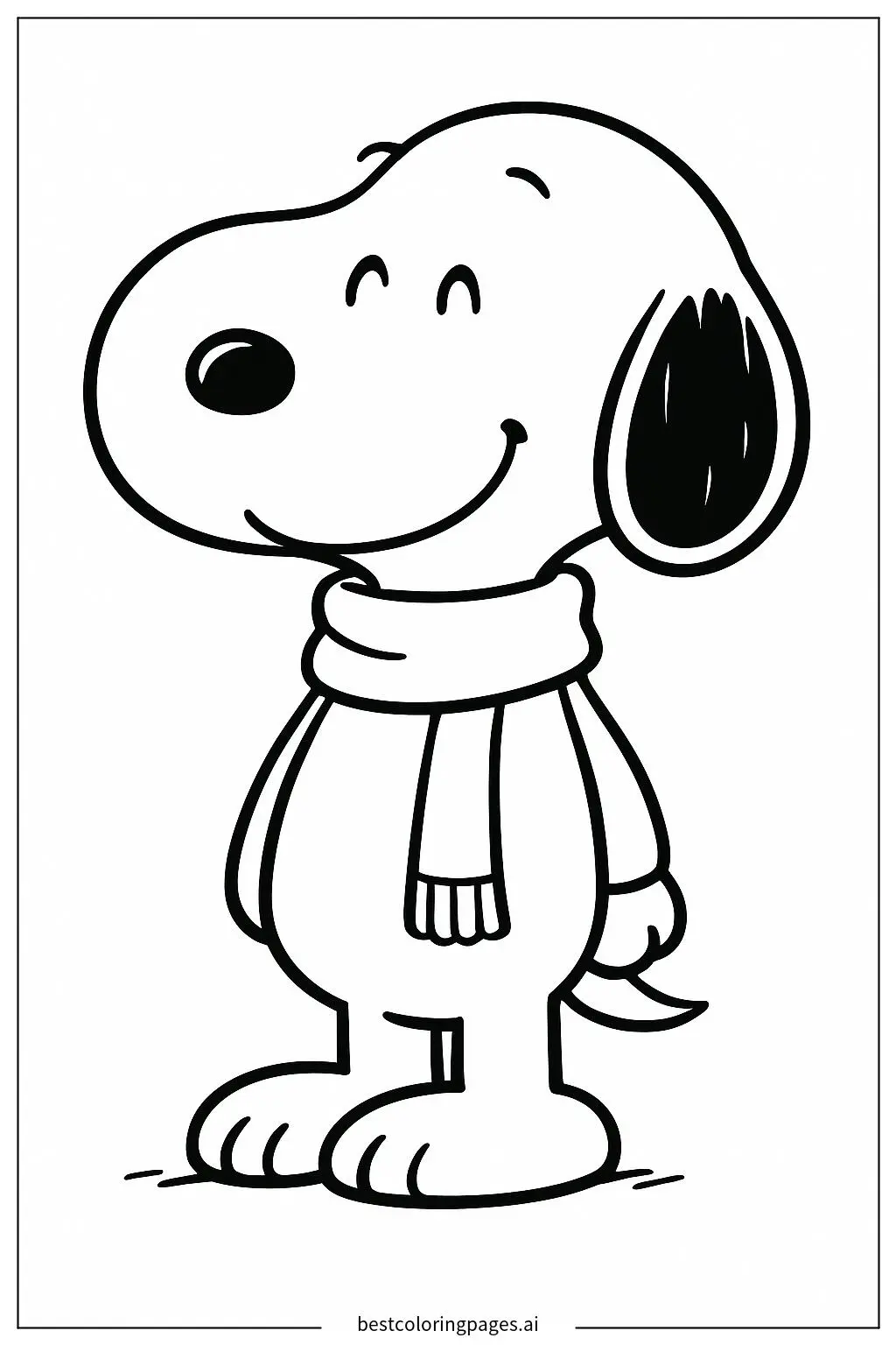 Snoopy con una sciarpa in inverno