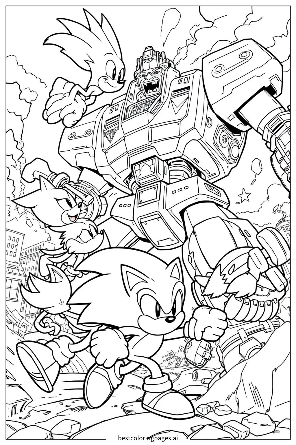 Sonic and Friends Face Off Against Eggman's Giant Robot