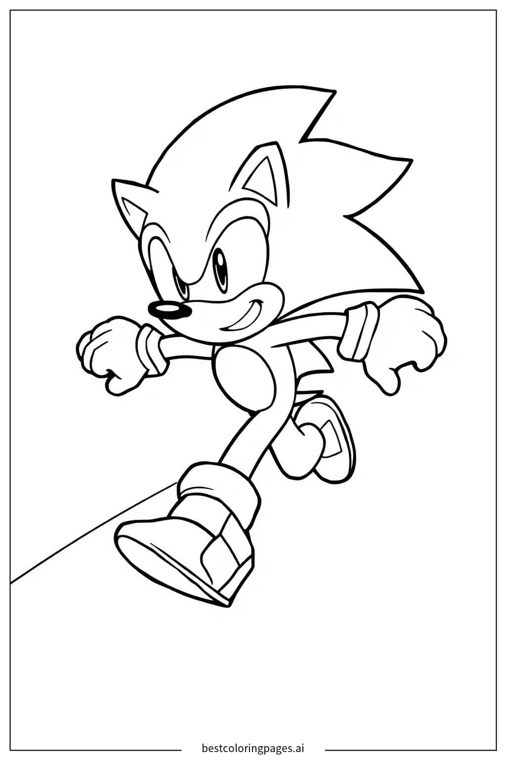 Coloriage Sonic courant sur un chemin dégagé