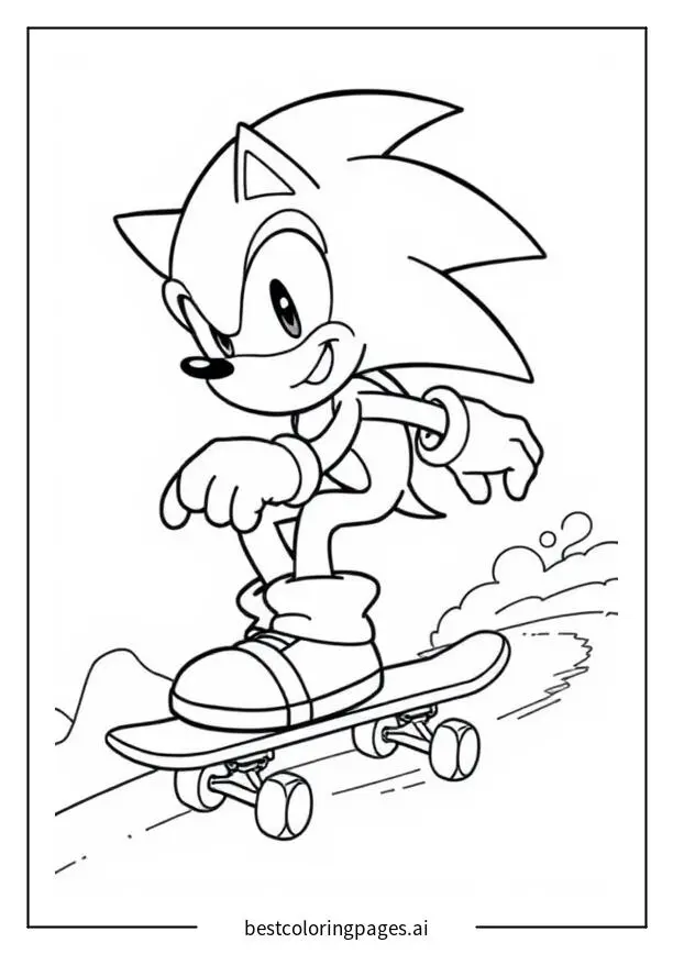 Sonic on a Skateboard