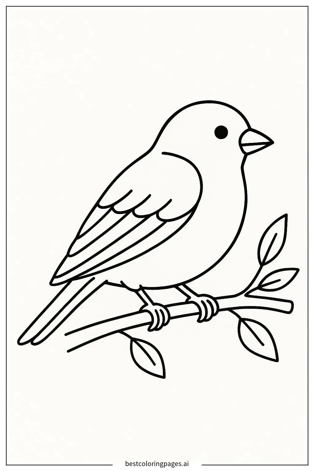 Sparrow on a Branch Coloring Page