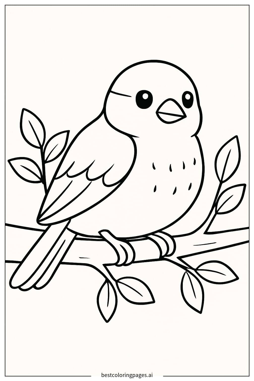 Desenhos de Pardal Sentado em um Galho para Colorir