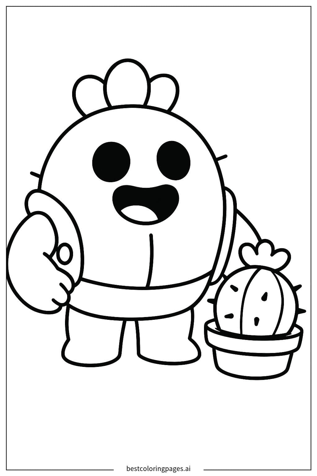 Spike Smiling with a Cactus