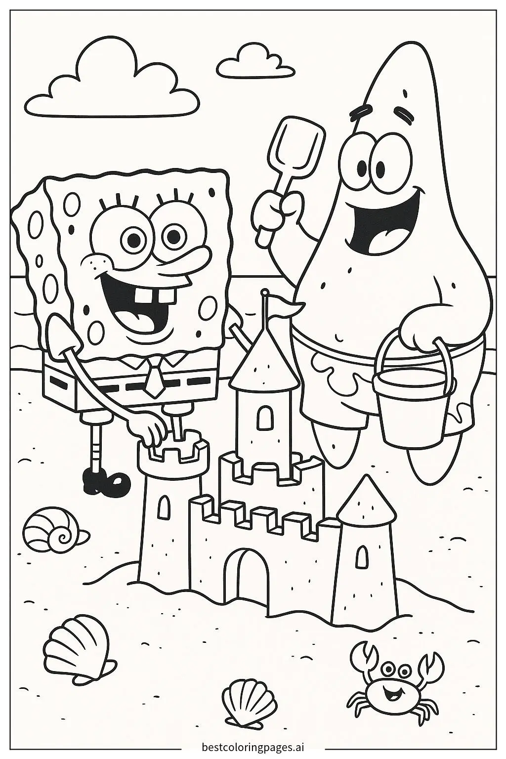 SpongeBob and Patrick Building a Sandcastle