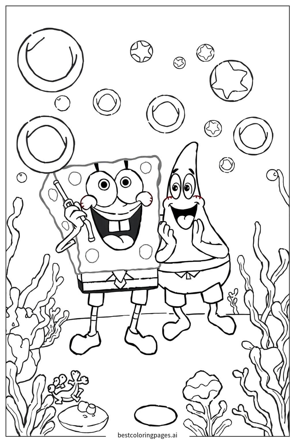 SpongeBob and Patrick Blowing Bubbles