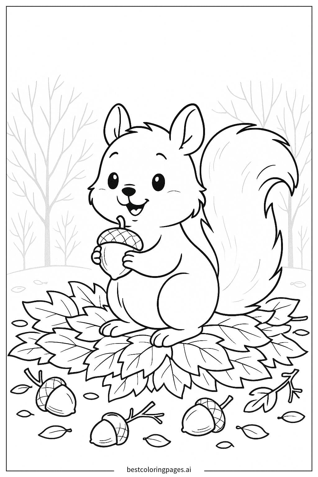 Esquilo segurando uma bolota