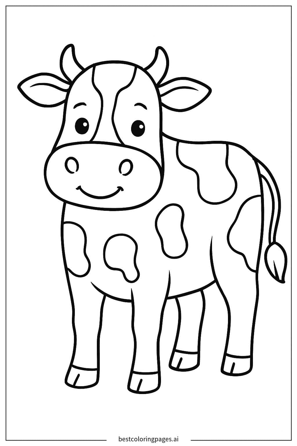 Cheerful Standing Cow Coloring Page