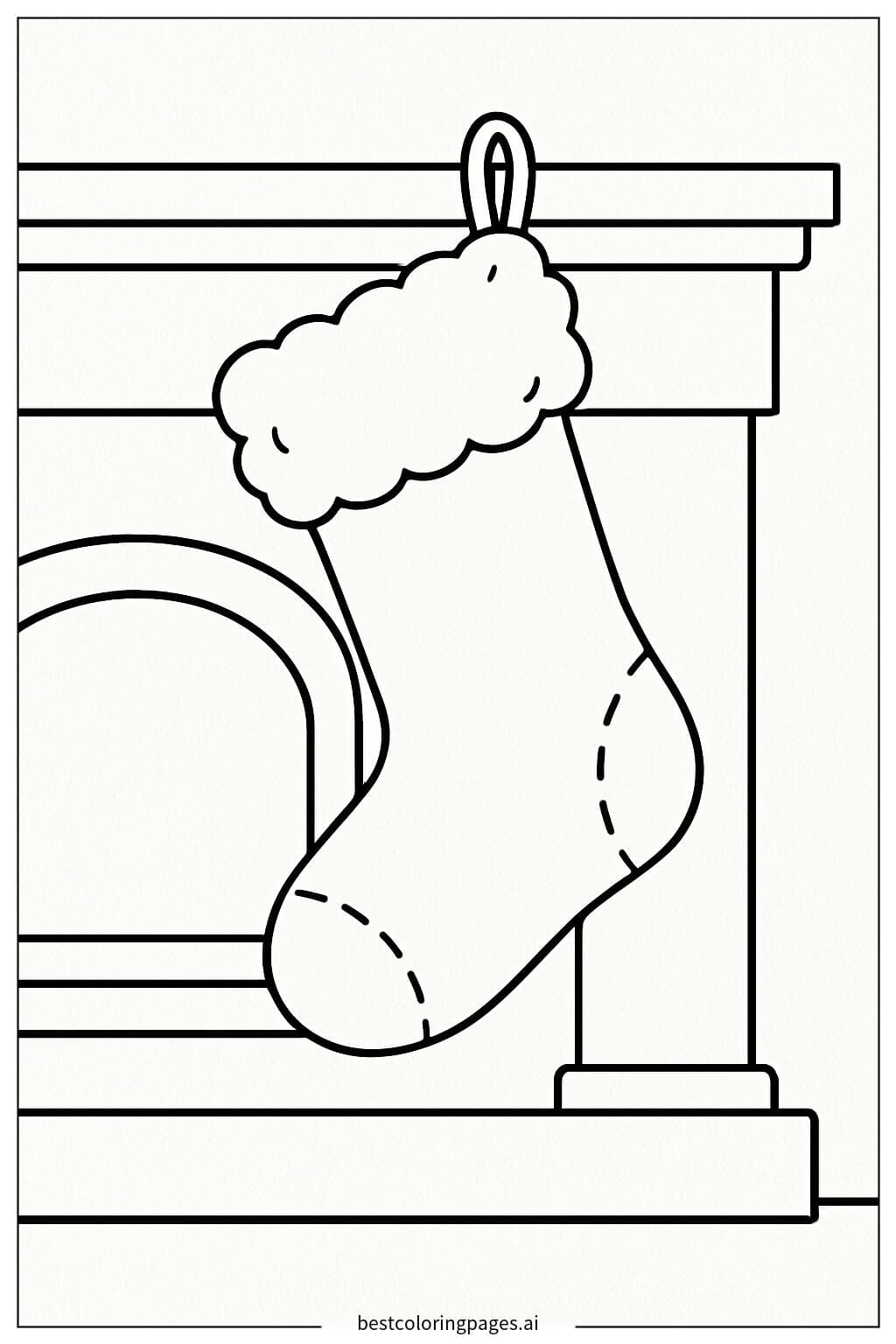 Christmas Stocking on a Cozy Fireplace