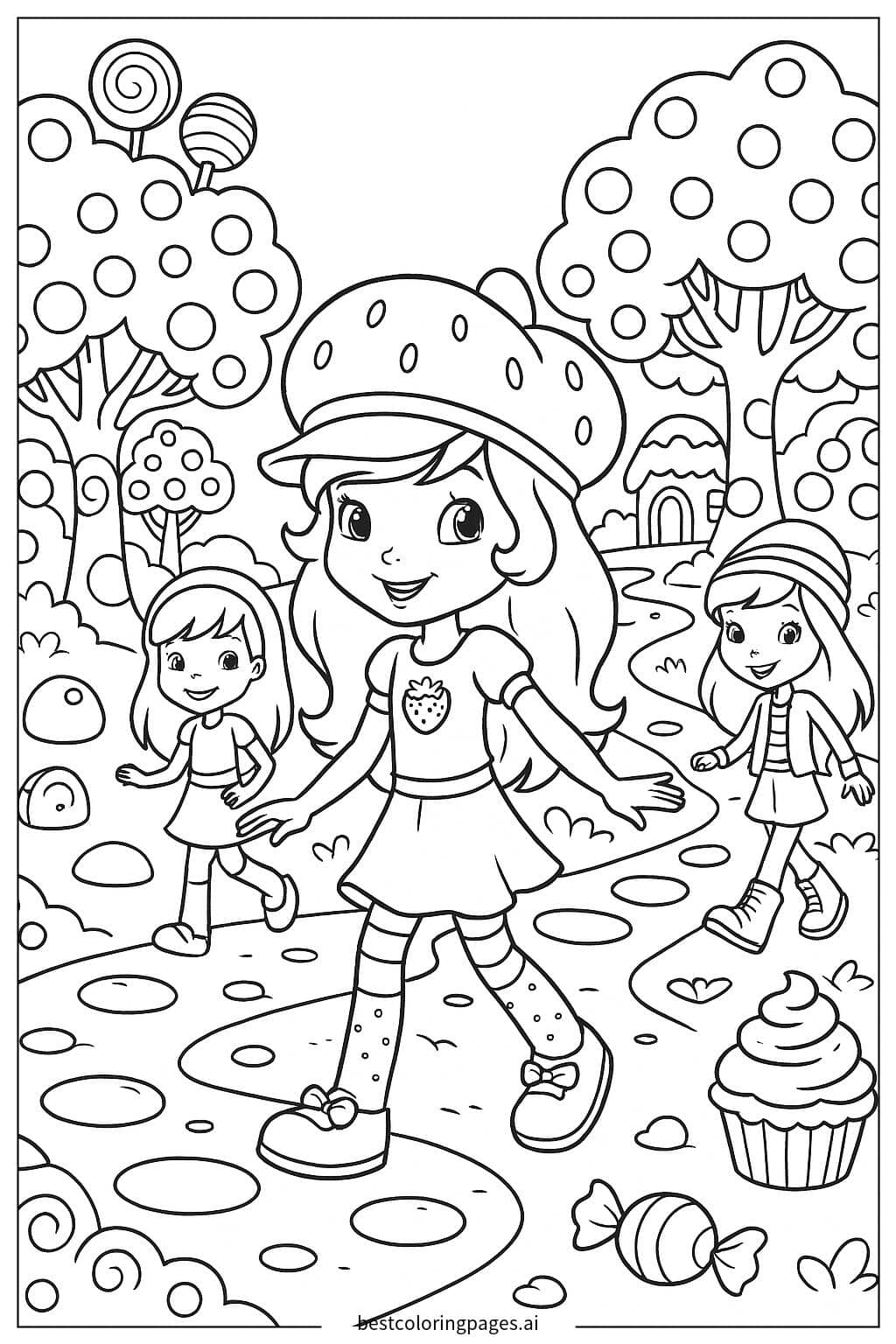 Disegni di Fragolina Dolcecuore e Amici in un Mondo di Dolci da Colorare