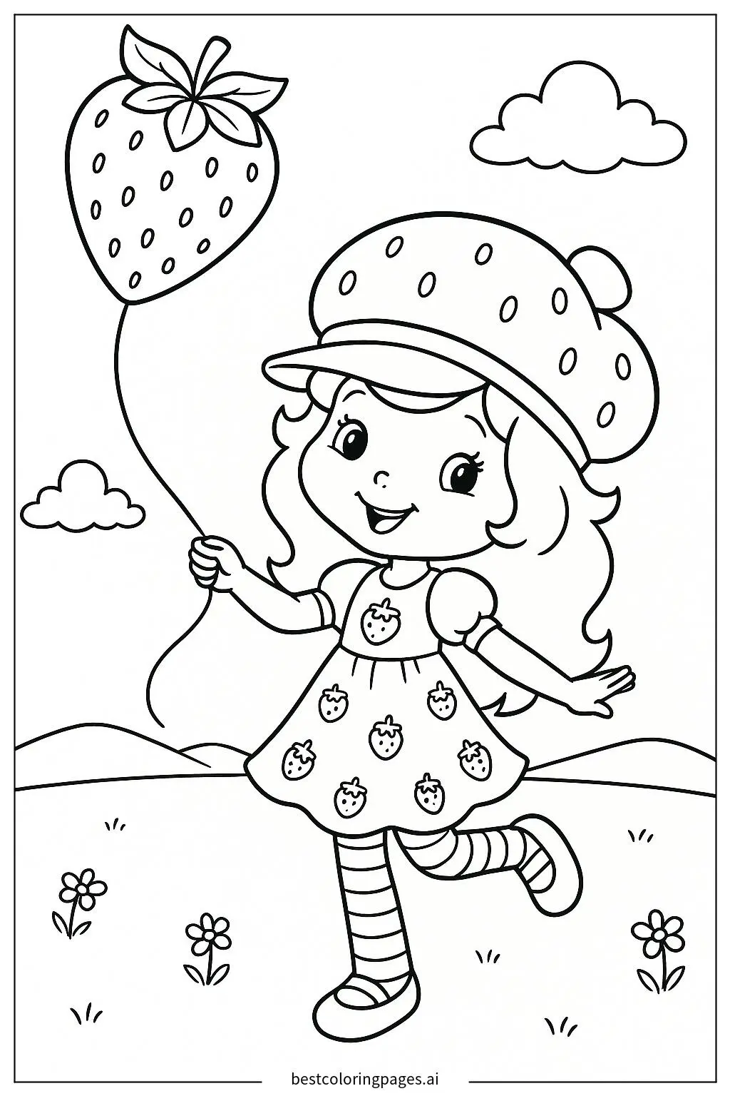 Strawberry Shortcake Flying a Berry-Shaped Kite