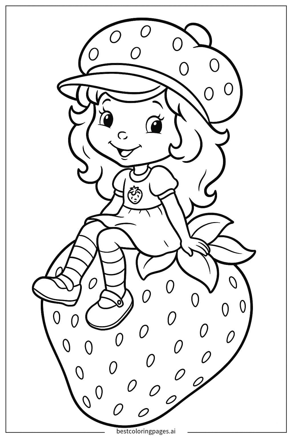 Strawberry Shortcake Sitting on a Giant Strawberry