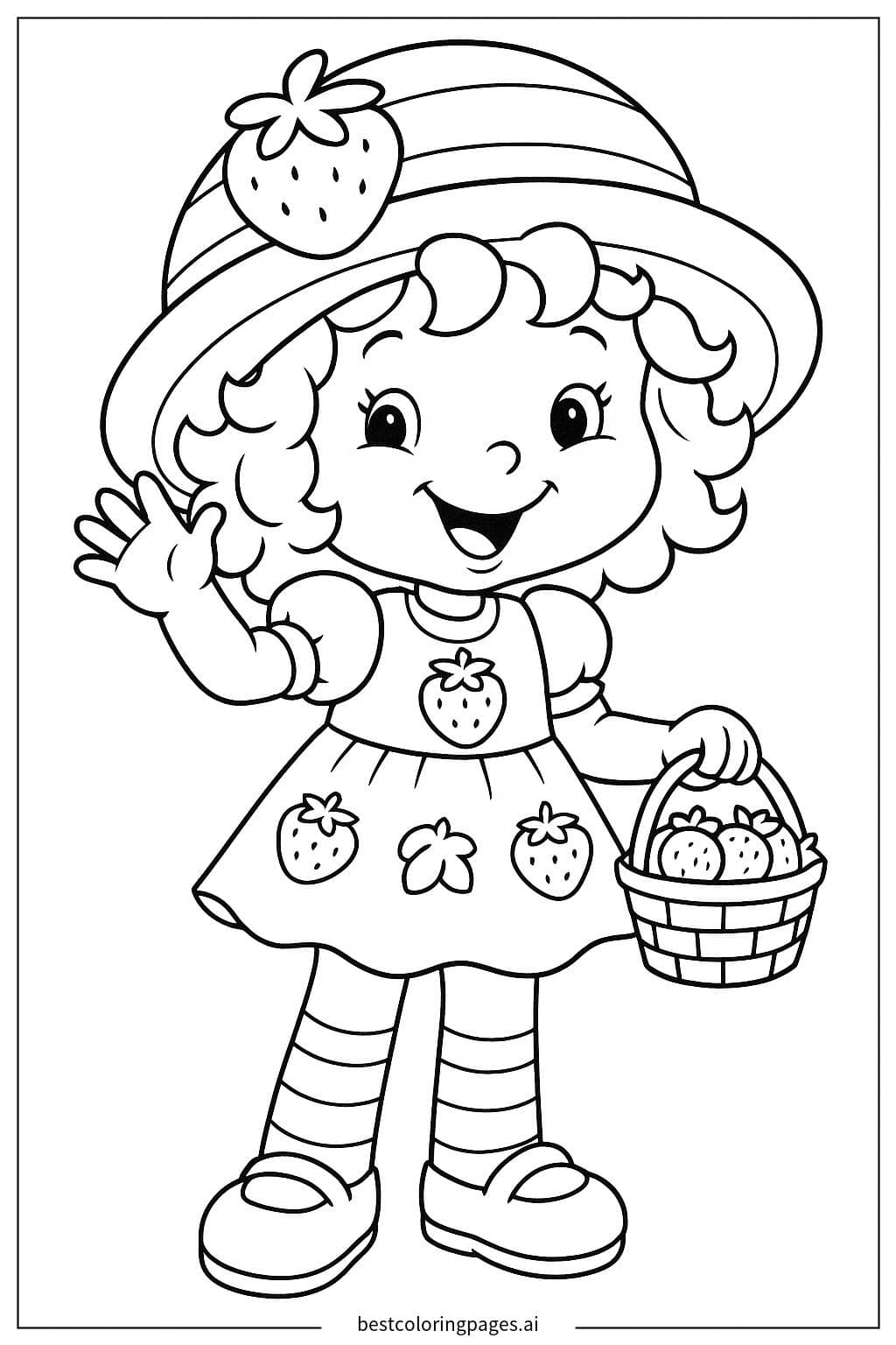 Strawberry Shortcake Waving Happily