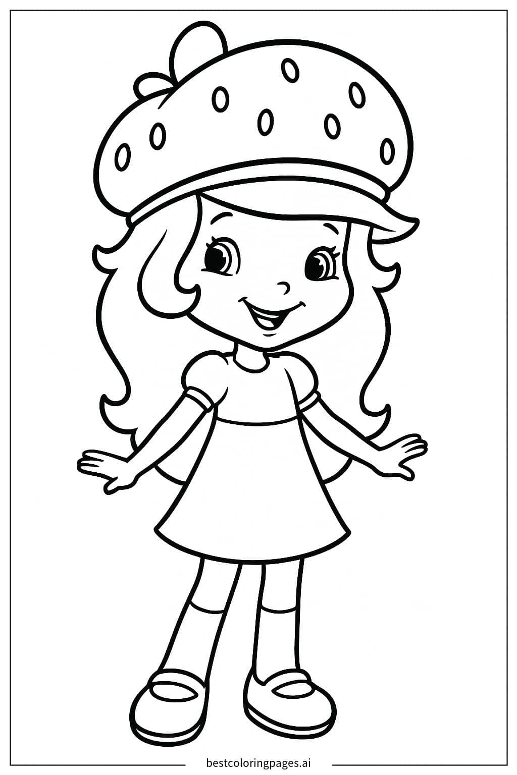 Strawberry Shortcake in a Berry Hat Coloring Page