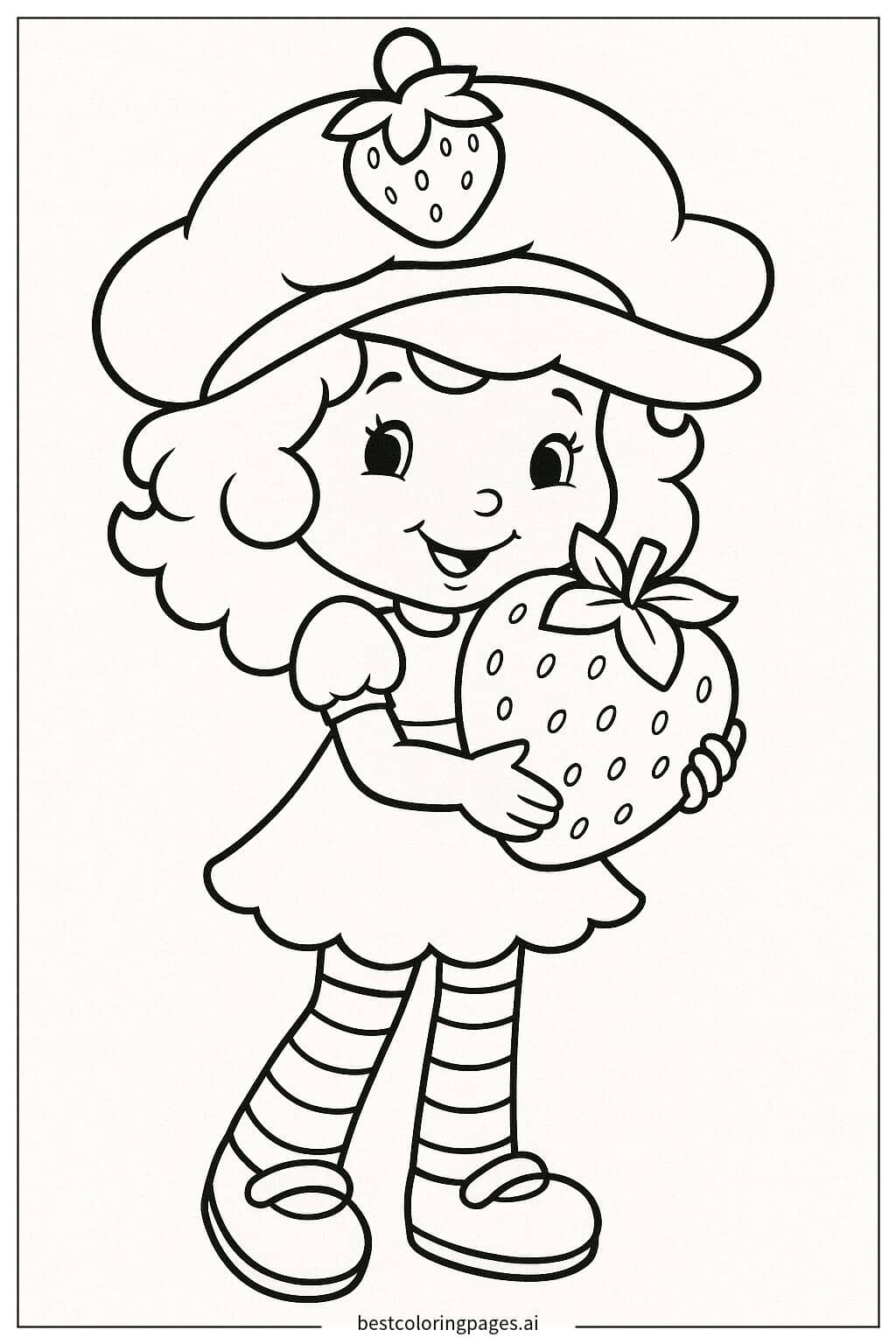 Disegni di Strawberry Shortcake con una Grande Fragola da Colorare