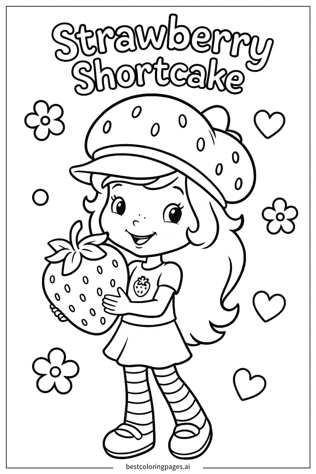 Disegni di Torta di Fragole con Sfondo Semplice da Colorare